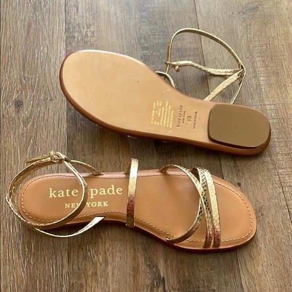 Kate Spade Gold Metallic Sandals - Picture 1 of 2